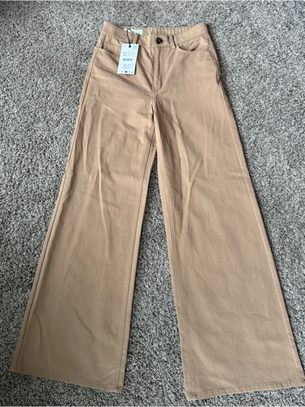Zara Beige Wide-Leg Trousers